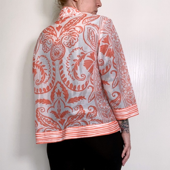 Chico's Border Print Peach Kimono - Picture 3 of 6